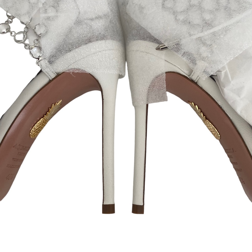 Aquazzura Women’s s Crystal Web Sandal 105 | White Crystal Heels - Picture 13 of 16